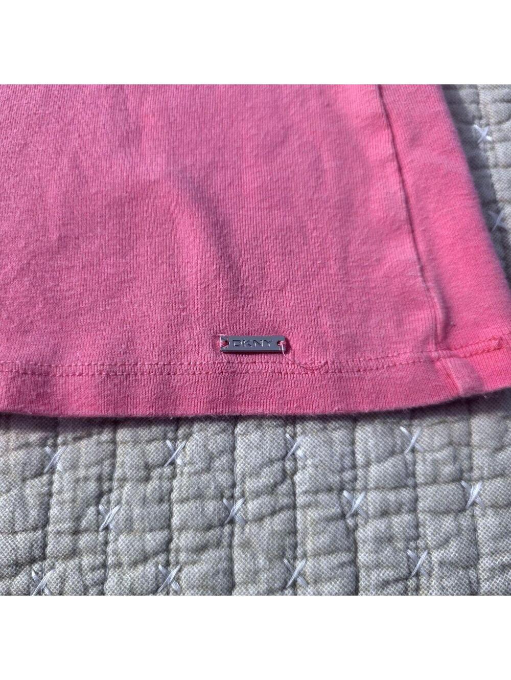 DKNY Pink Barbiecore Bubblegum Cotton T-shirt sz XL - Picture 2 of 6